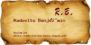 Radovits Benjámin névjegykártya